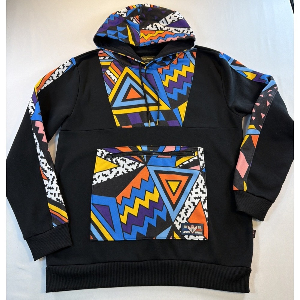 Jewel House Denim Company Mens Hoodie 2XL Black Graphic Pullover Streetwear Bold